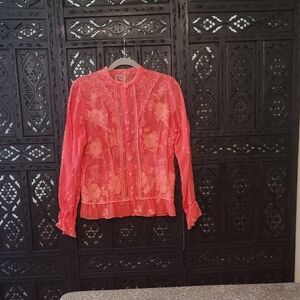 Johnny Was Vibrant Coral Blouse